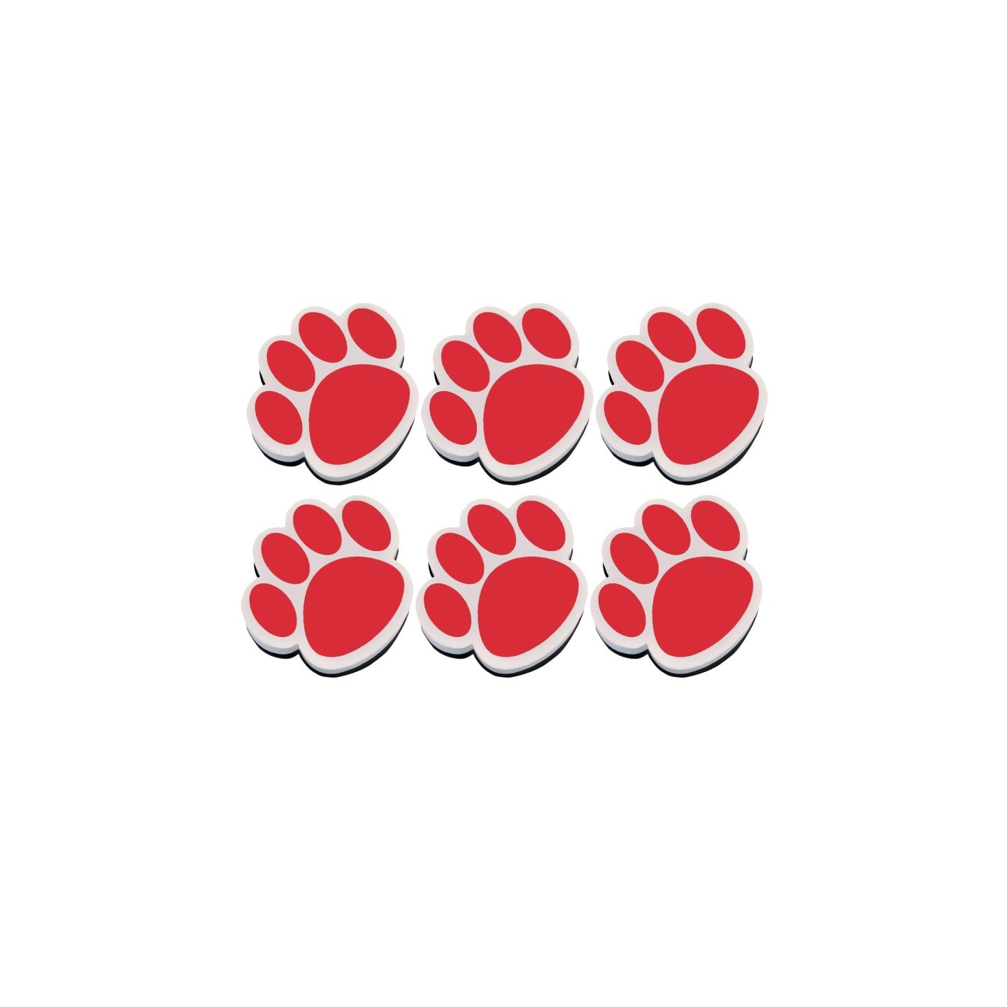 Ashley Productions® Magnetic Whiteboard Eraser, Red Paw, Pack of 6