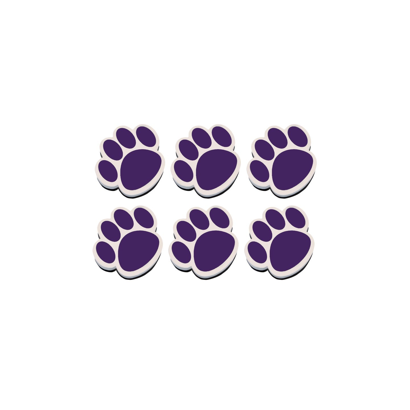 Ashley Productions® Magnetic Whiteboard Eraser, Purple Paw, Pack of 6