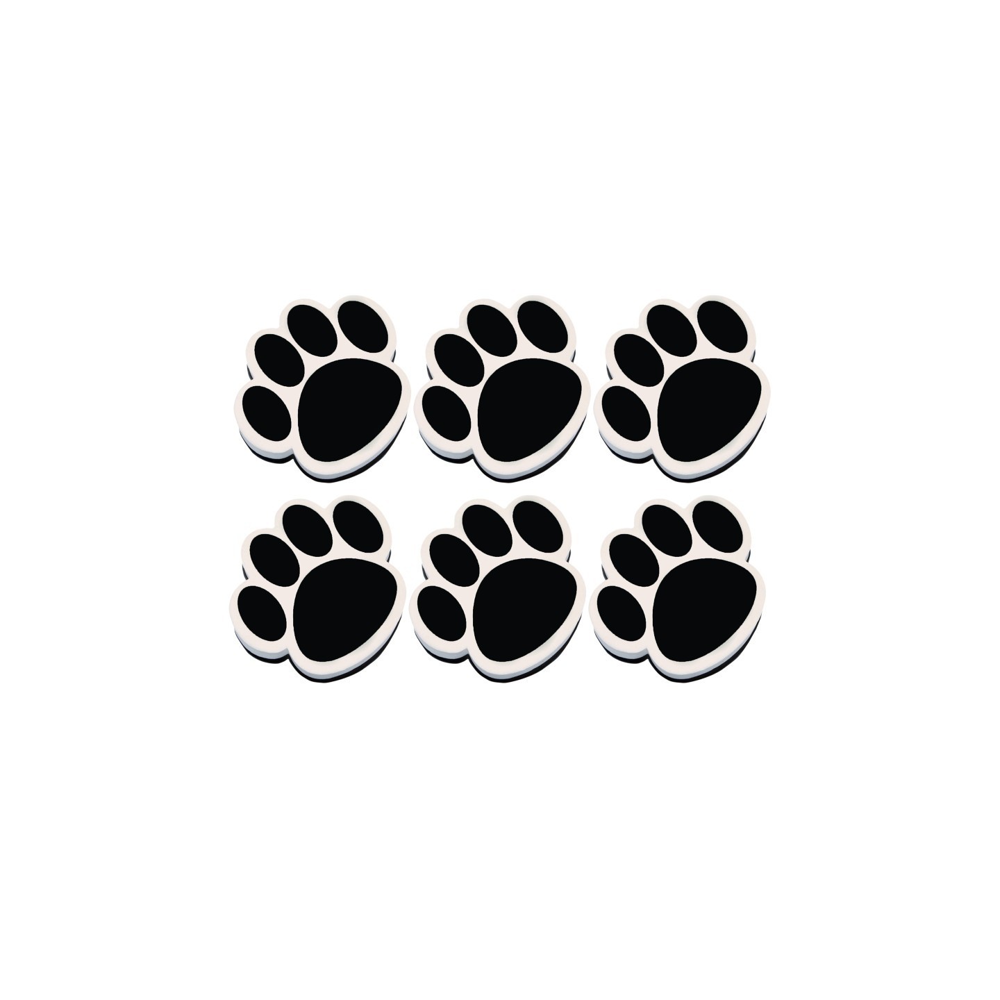 Ashley Productions® Magnetic Whiteboard Eraser, Black Paw, Pack of 6