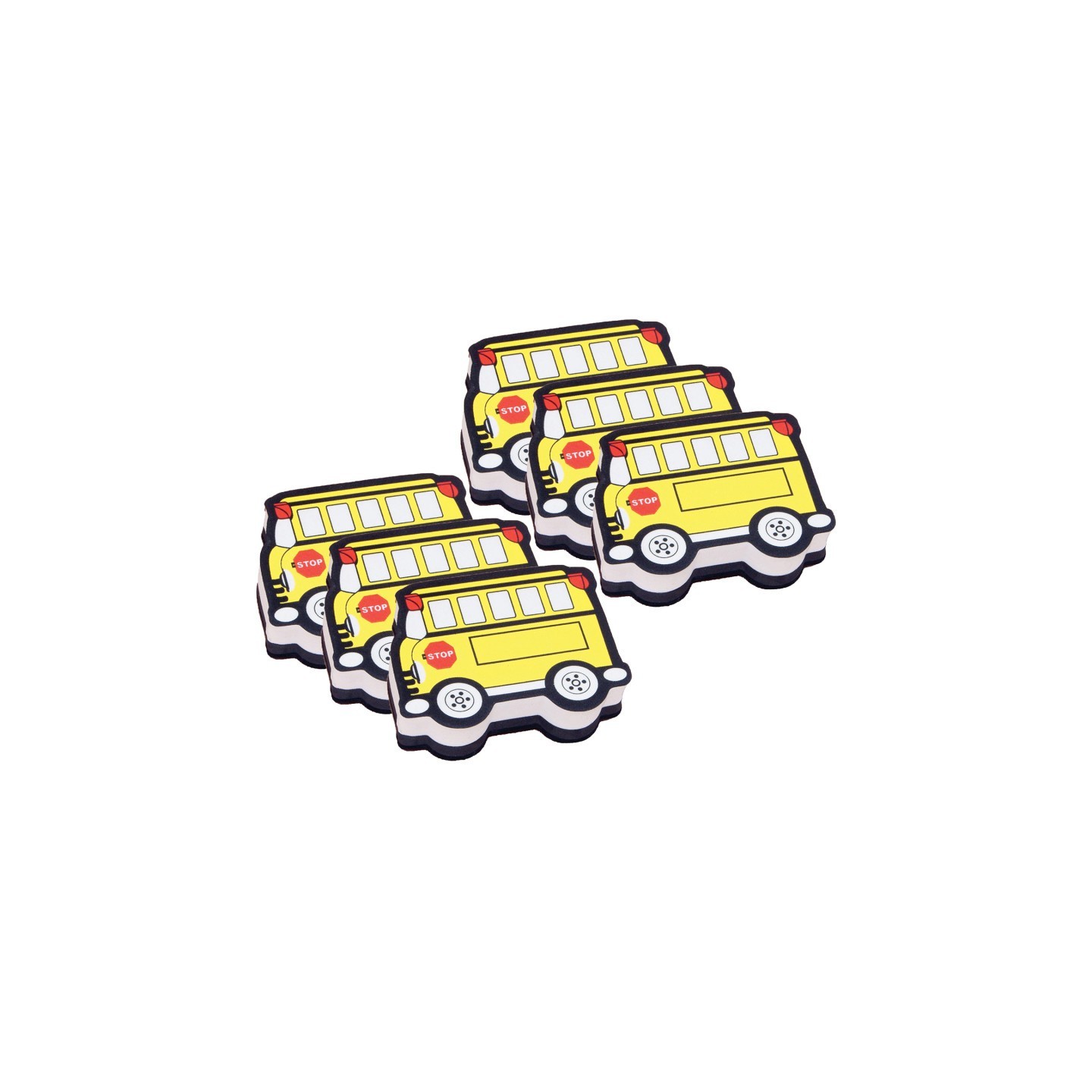 Ashley Productions® Magnetic Whiteboard Eraser, School Bus, Pack of 6
