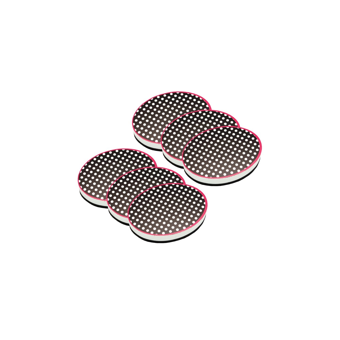 Ashley Productions® Magnetic Whiteboard Eraser, Black & White Dots, Pack of 6