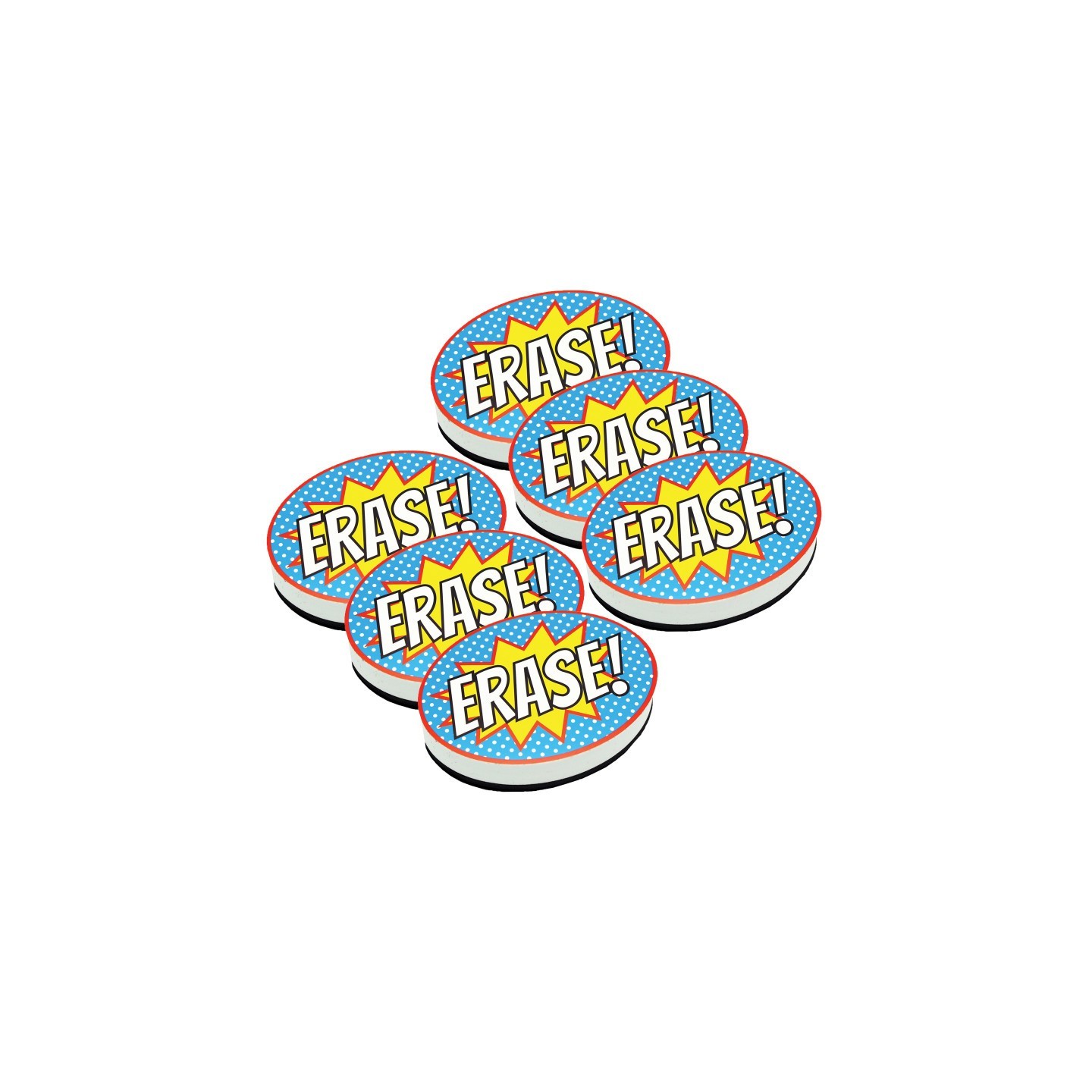 Ashley Productions® Magnetic Whiteboard Eraser, Superhero Erase!, Pack of 6