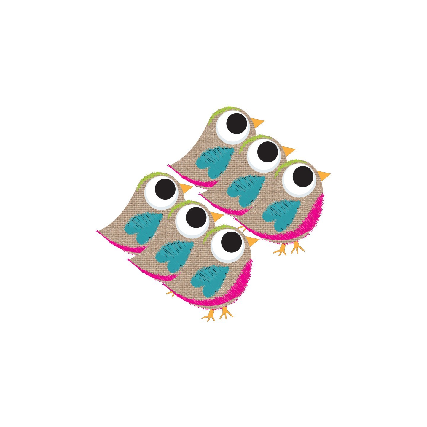 Ashley Productions® Magnetic Whiteboard Eraser, Burlap Scribble Tweet, Pack of 6