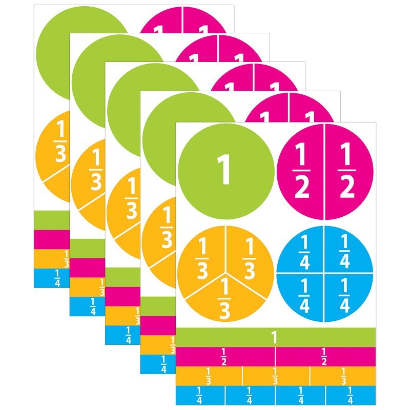 Ashley Productions® Math Die-Cut Magnets, Beginning Fractions, 20 Per Pack, 5 Packs