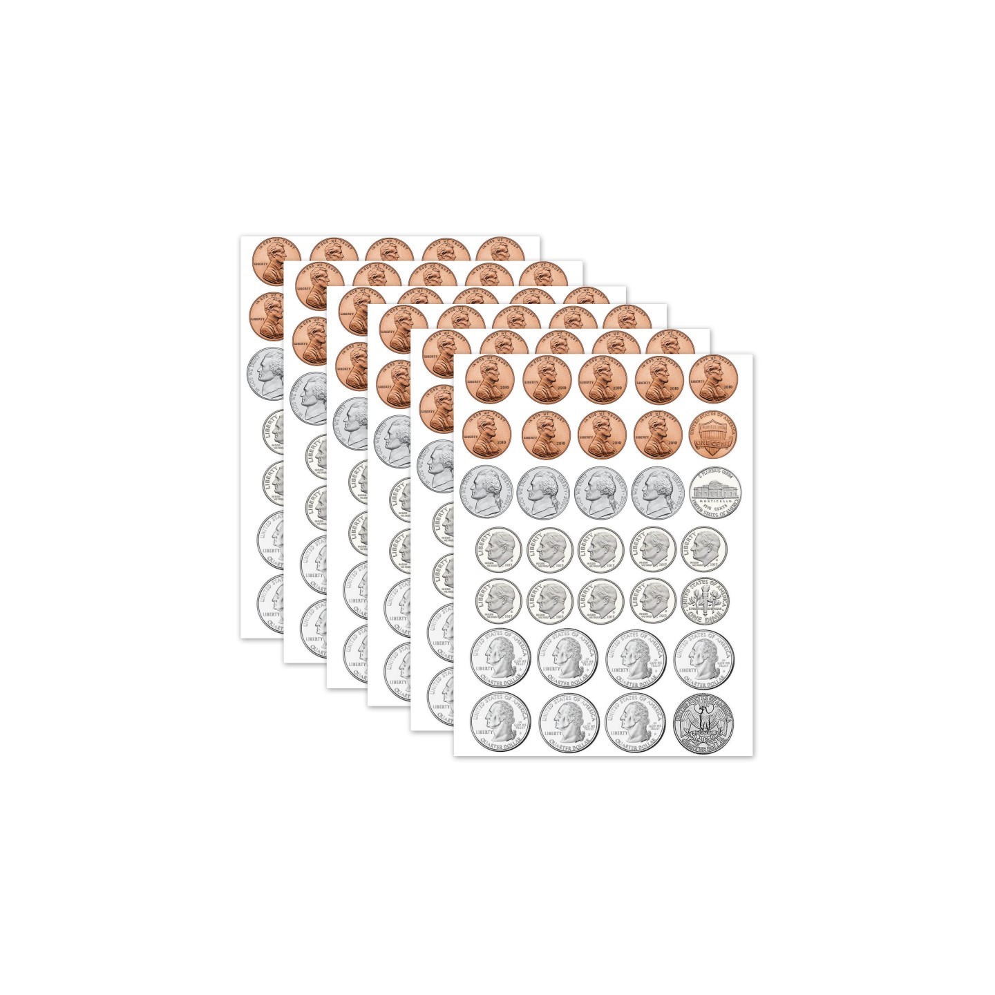 Ashley Productions® Math Die-Cut Magnets, U.S. Coins, 33 Per Pack, 6 Packs