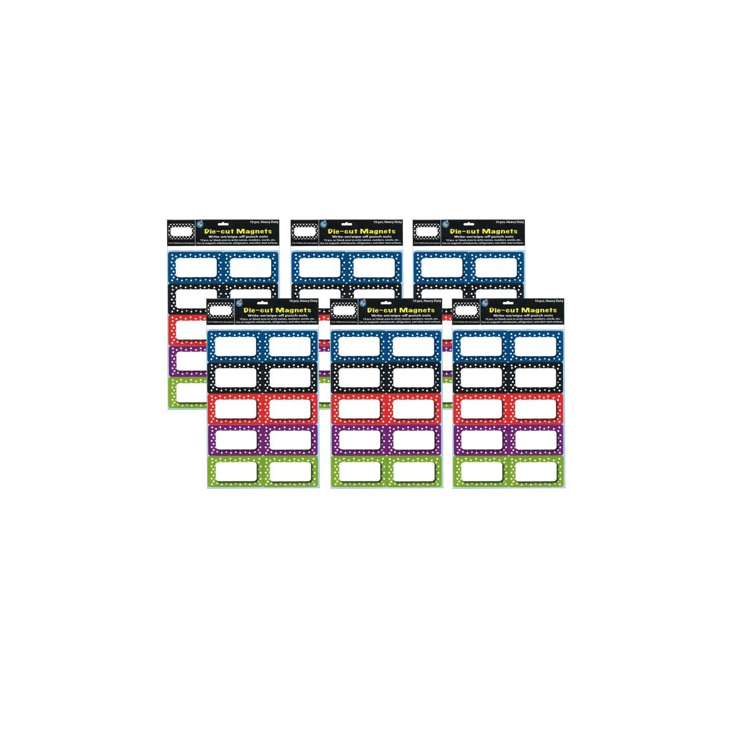 Ashley Productions® Die-Cut Magnetic Colorful Dots Labels/Nameplates, 10 Per Pack, 6 Packs