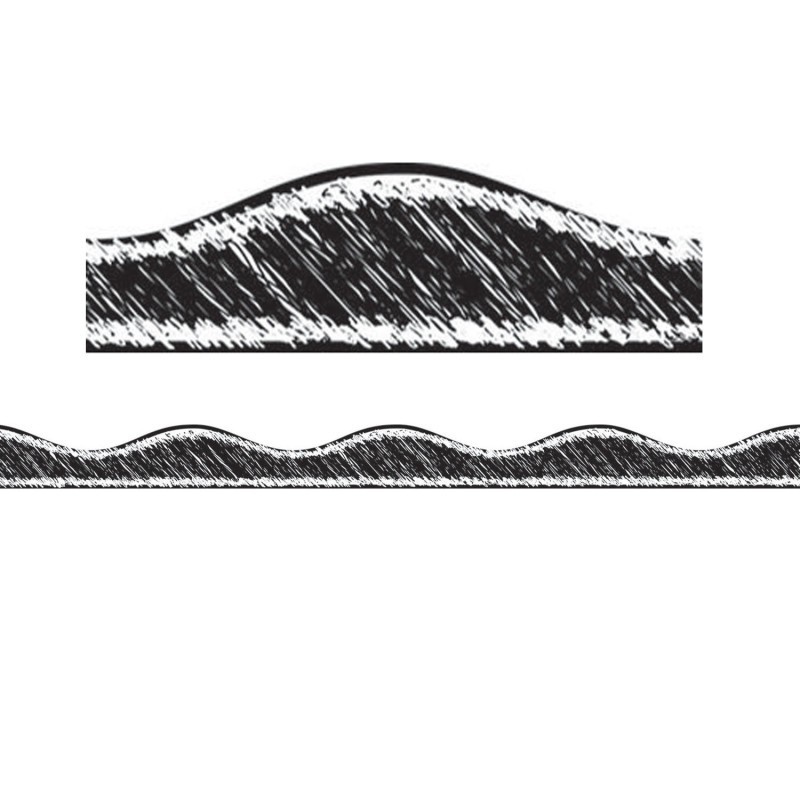 Ashley Productions® Magnetic Border, Black Scribble Chalk, 12'