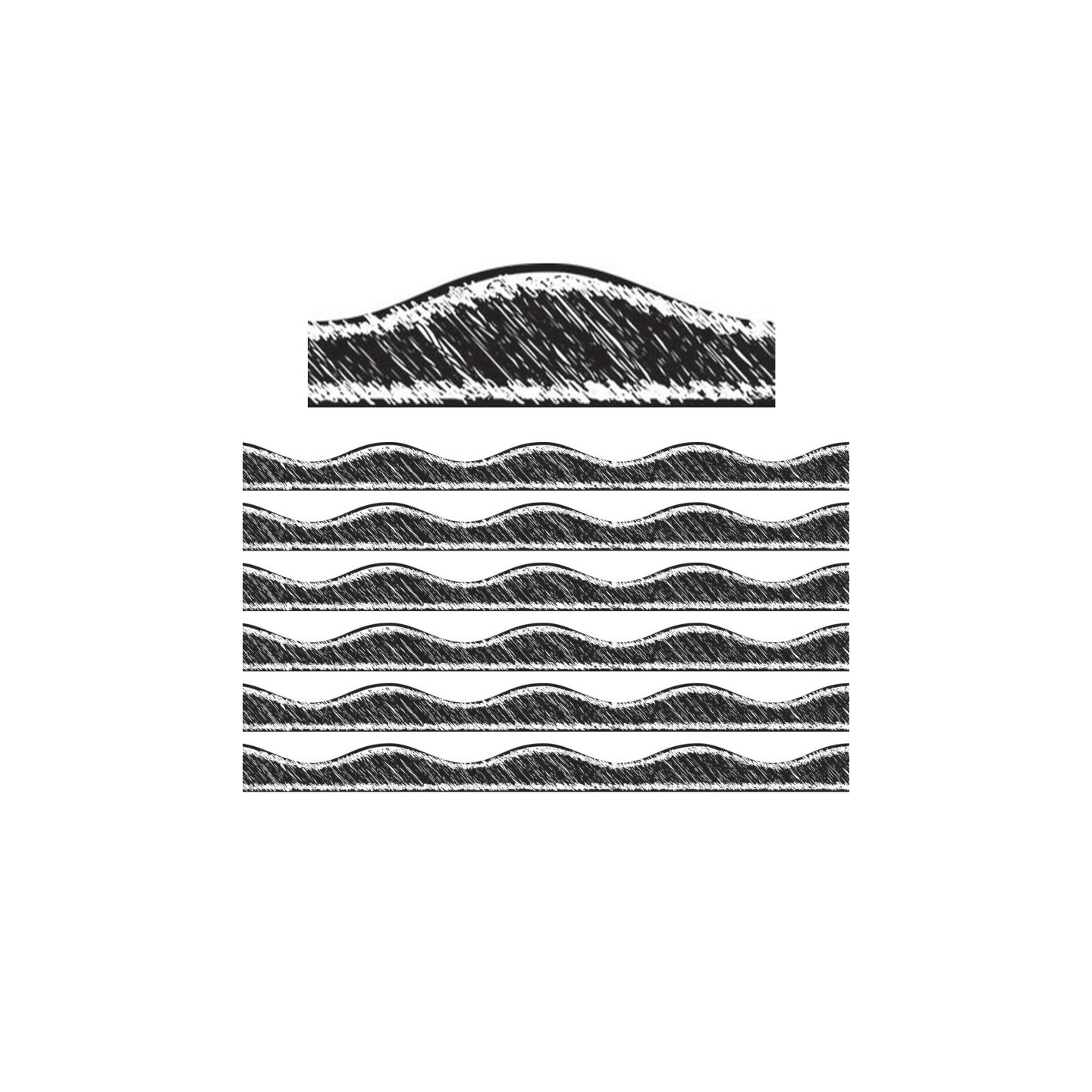 Ashley Productions® Magnetic Border, Black Scribble Chalk, 12 Feet Per Pack, 6 Packs