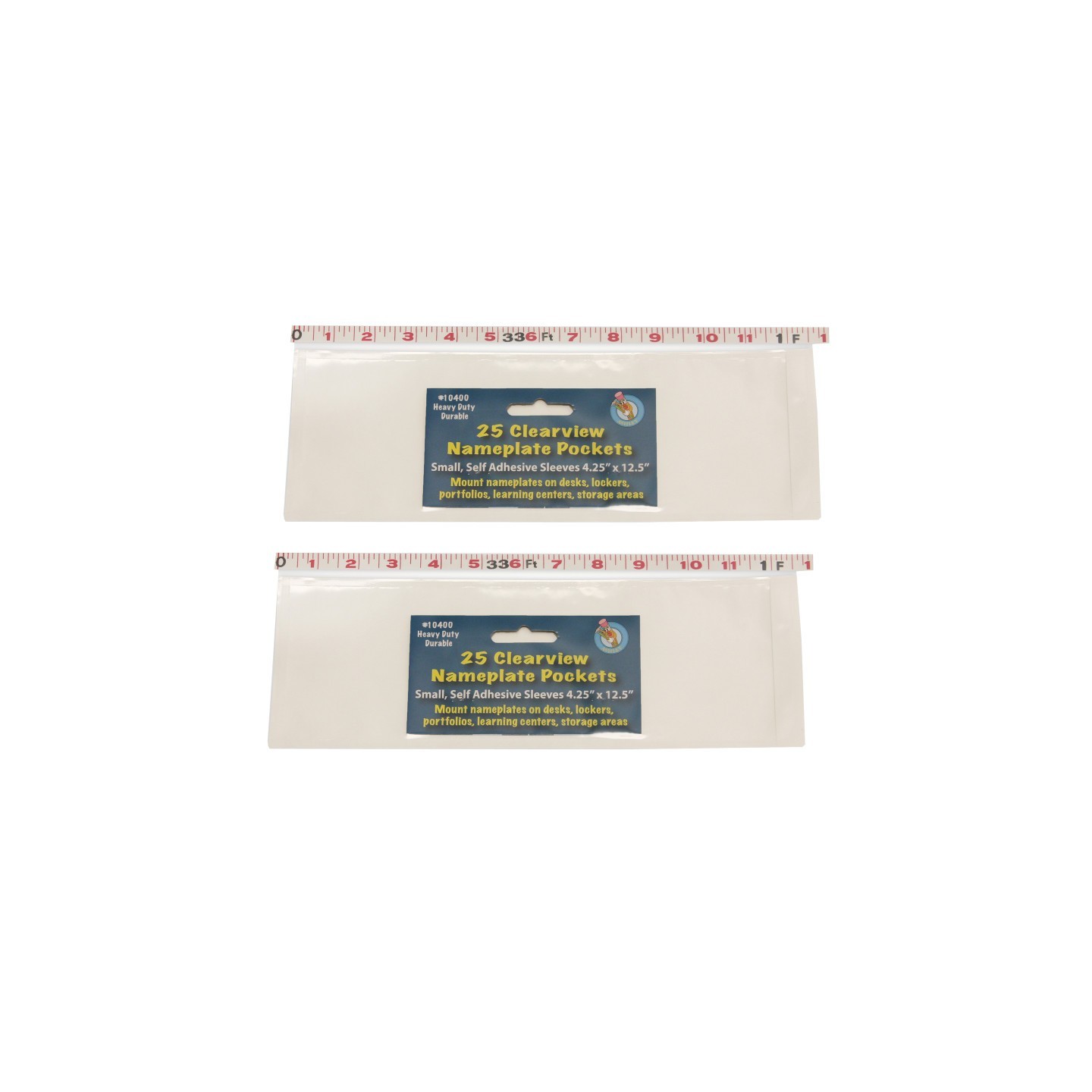 Ashley Productions® Clear View Self-Adhesive Small Name Plate Pocket, 4-1/4" x 12-1/2", 25 Per Pack, 2 Packs