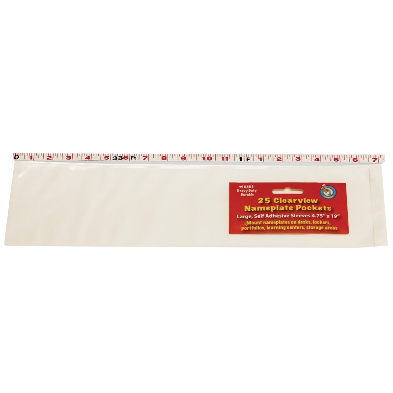 Ashley Productions® Clear View Self-Adhesive Large Name Plate Pocket 4.75" x 19", Pack of 25