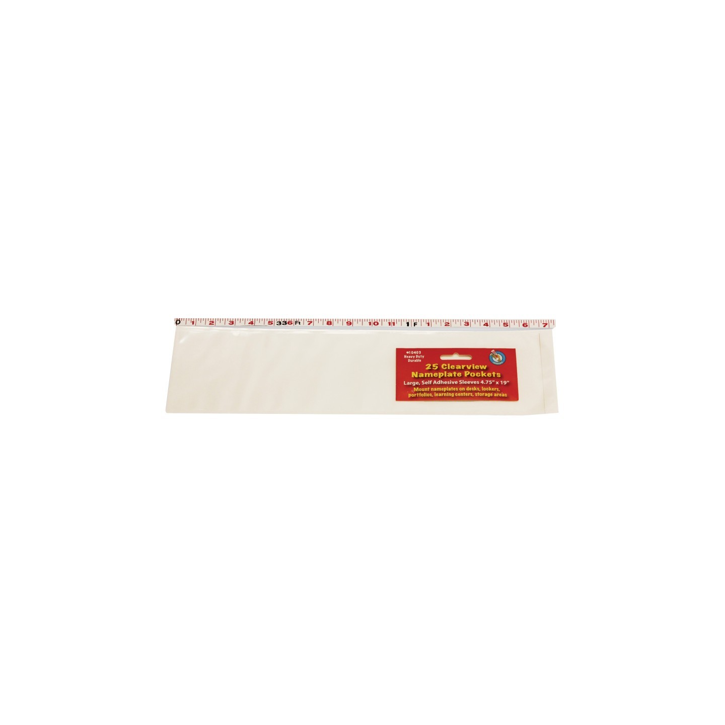 Ashley Productions® Clear View Self-Adhesive Large Name Plate Pocket 4.75" x 19", Pack of 25