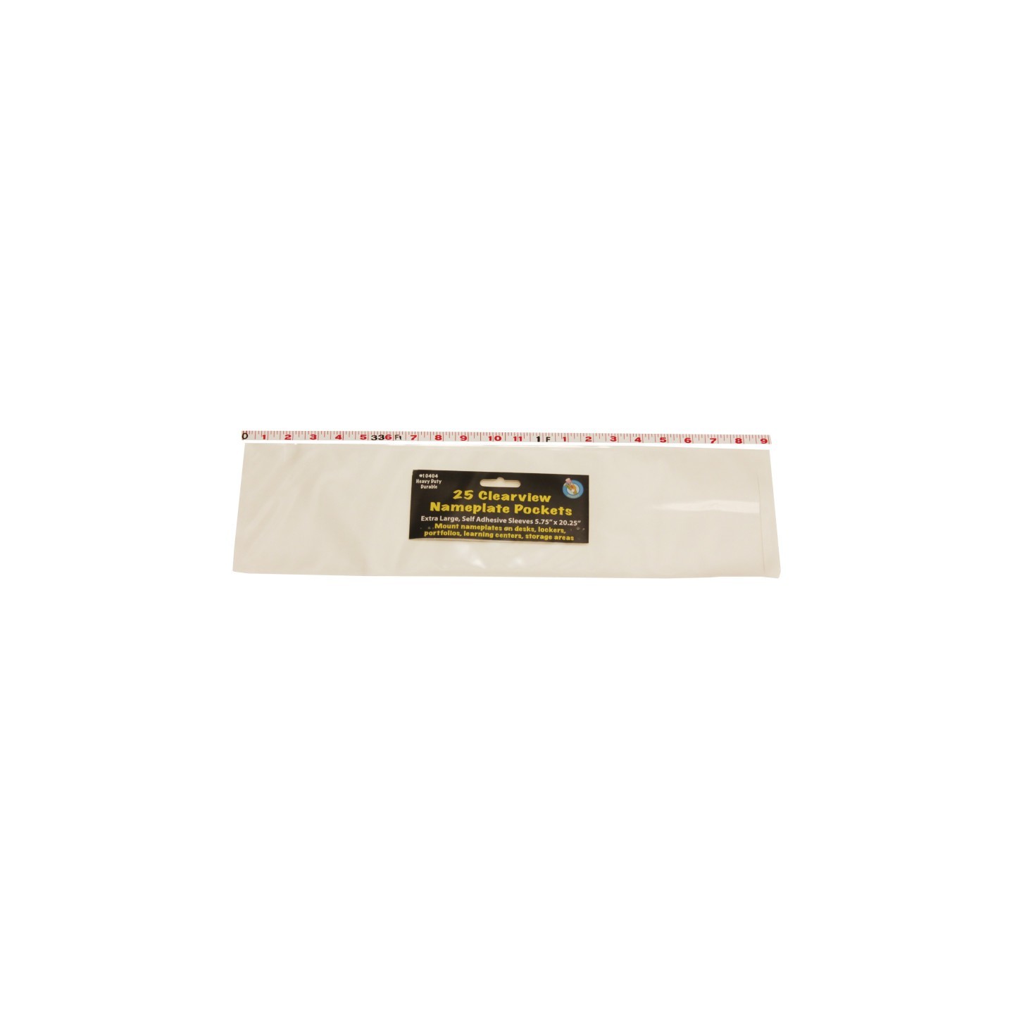 Ashley Productions® Clear View Self-Adhesive Extra Large Name Plate Pocket 5.75" x 21", Pack of 25