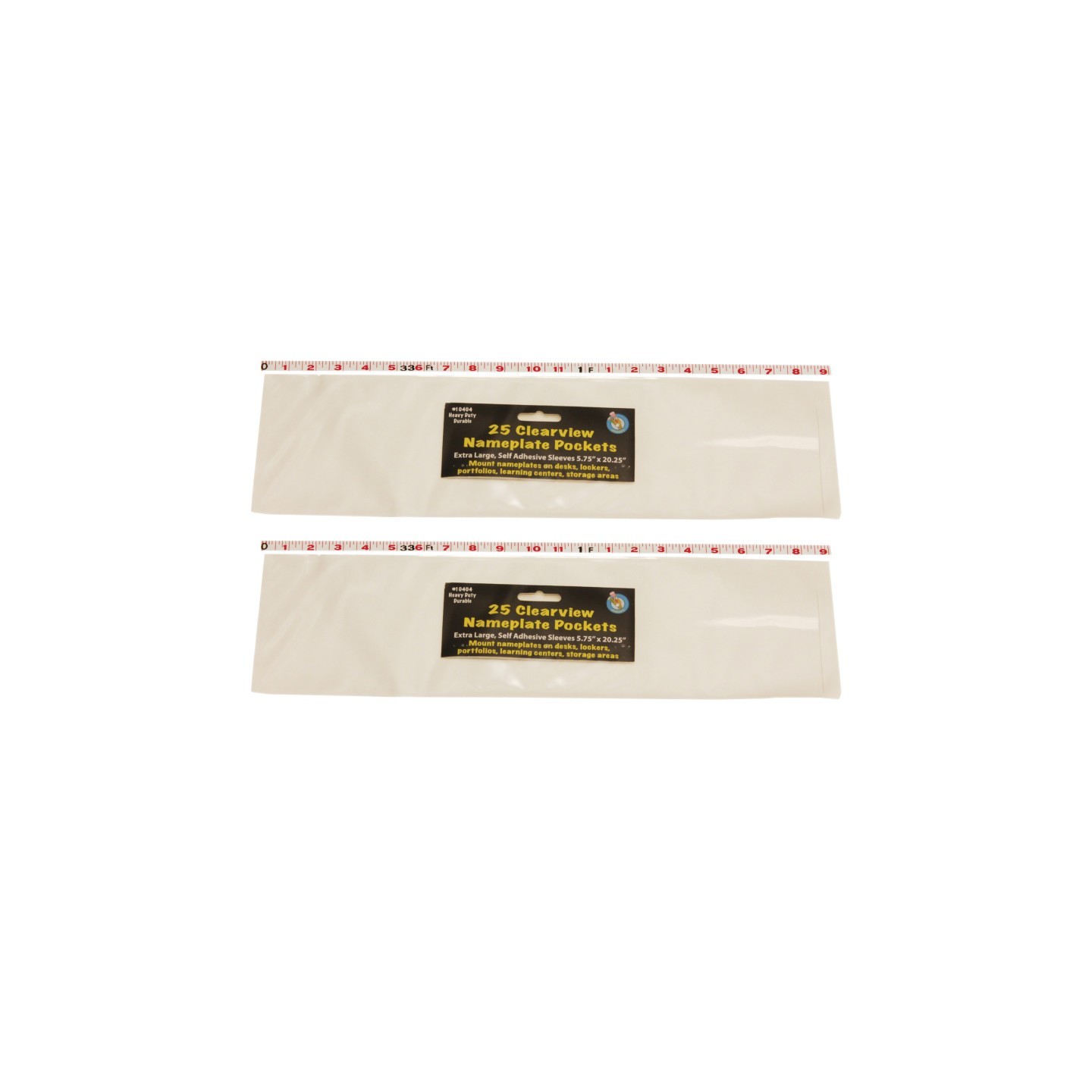 Ashley Productions® Clear View Self-Adhesive Extra Large Name Plate Pocket 5.75" x 21", 25 Per Pack, 2 Packs