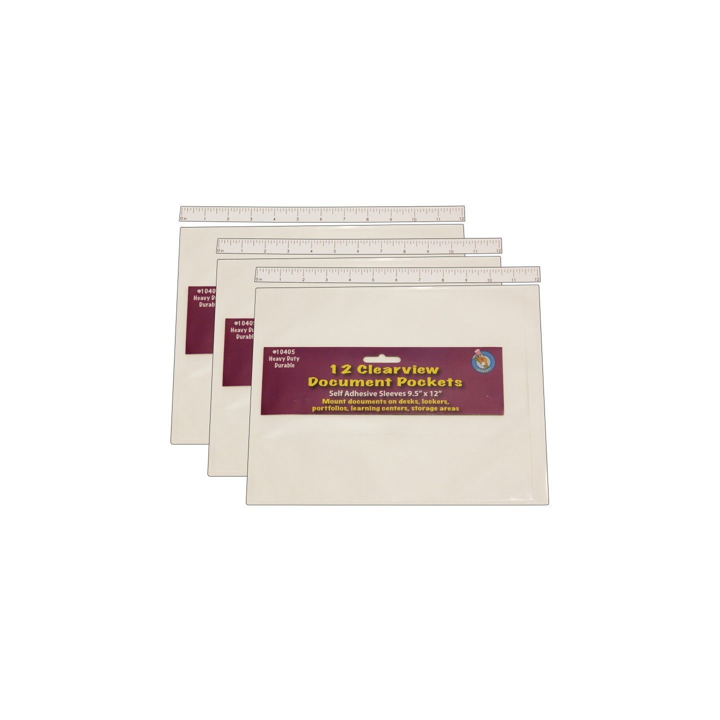 Ashley Productions® Clear View Self-Adhesive Document Pocket 9" x 12", 12 Per Pack, 3 Packs