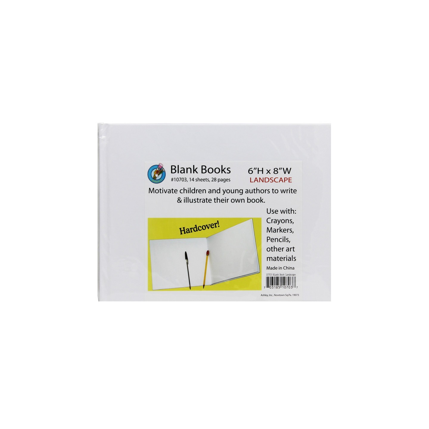 Ashley Productions® Hardcover Blank Book, 8" x 6" Landscape, White