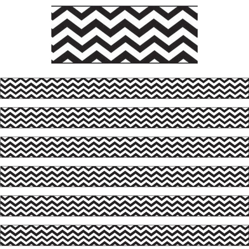 Ashley Productions® Magnetic Magi-Strips, Black Chevron, 12 Feet Per Pack, 6 Packs