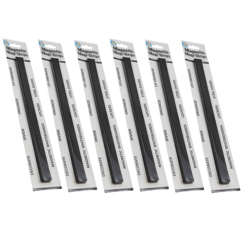 Ashley Productions® Magnetic Magi-Strips, Black, 12 Feet Per Pack, 6 Packs