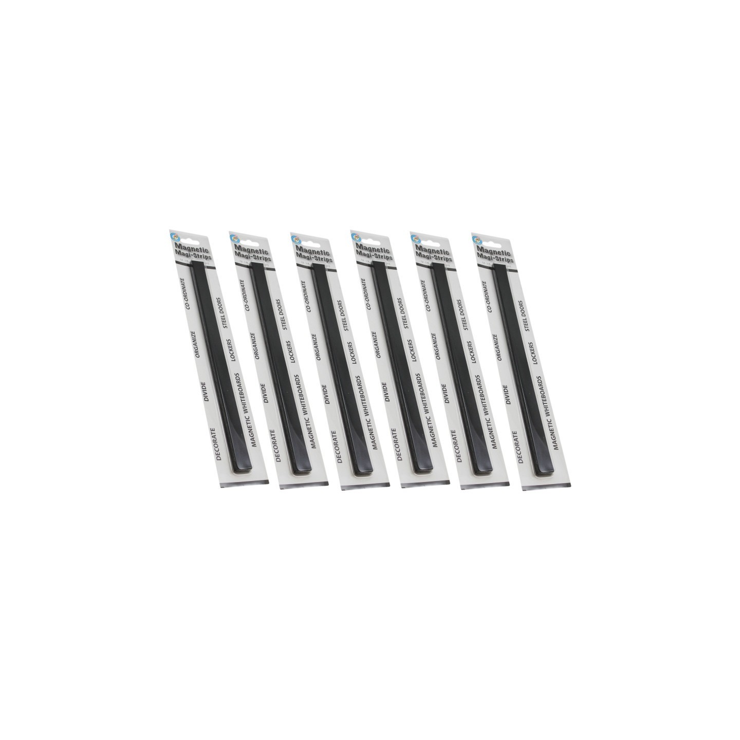 Ashley Productions® Magnetic Magi-Strips, Black, 12 Feet Per Pack, 6 Packs