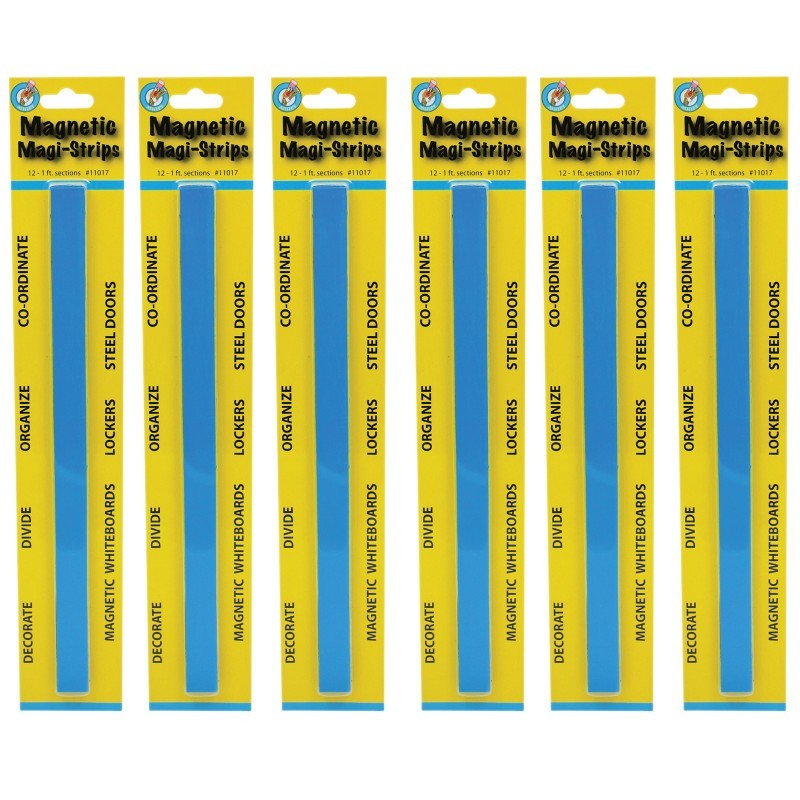 Ashley Productions® Magnetic Magi-Strips, Blue, 12 Feet Per Pack, 6 Packs