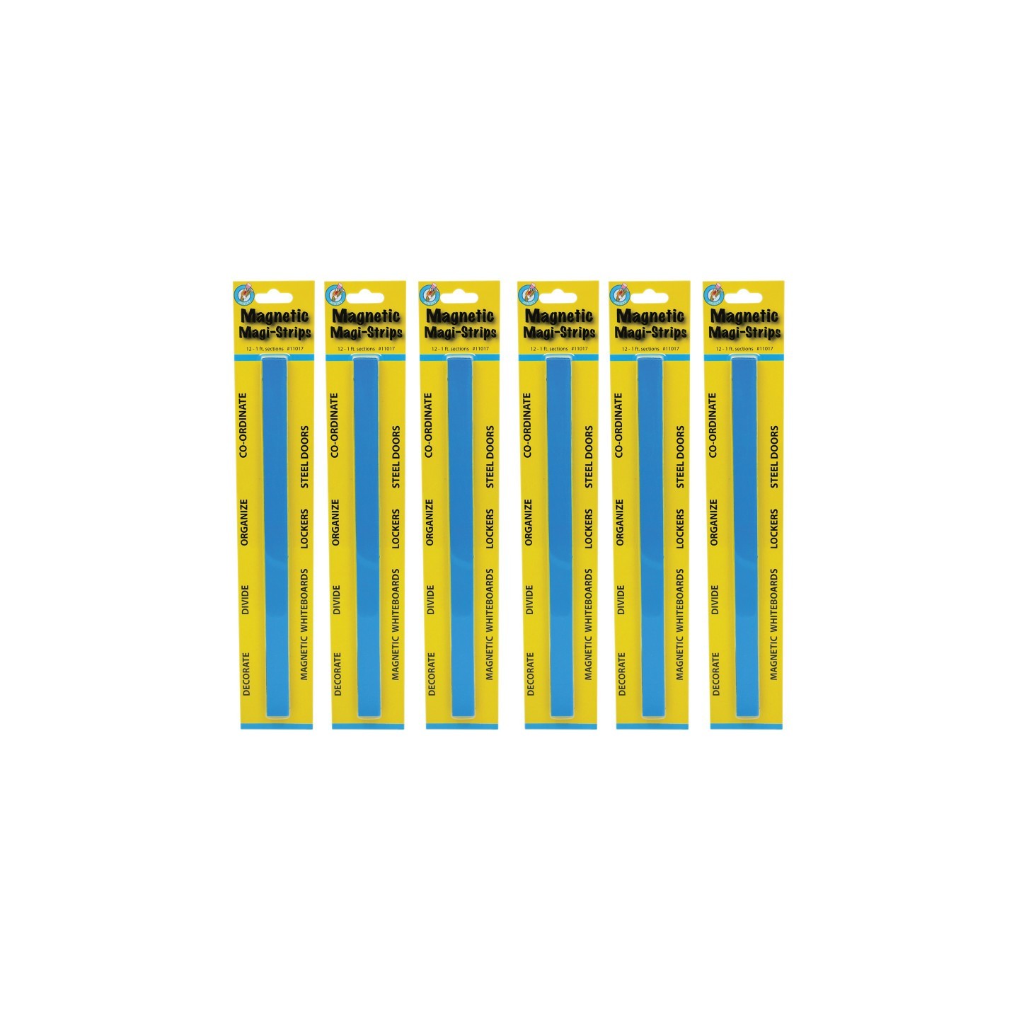 Ashley Productions® Magnetic Magi-Strips, Blue, 12 Feet Per Pack, 6 Packs