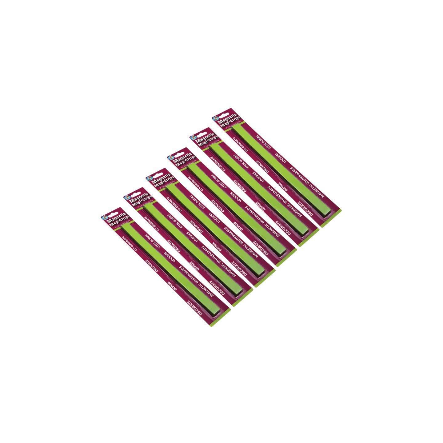 Ashley Productions® Magnetic Magi-Strips, Lime Green, 12 Feet Per Pack, 6 Packs