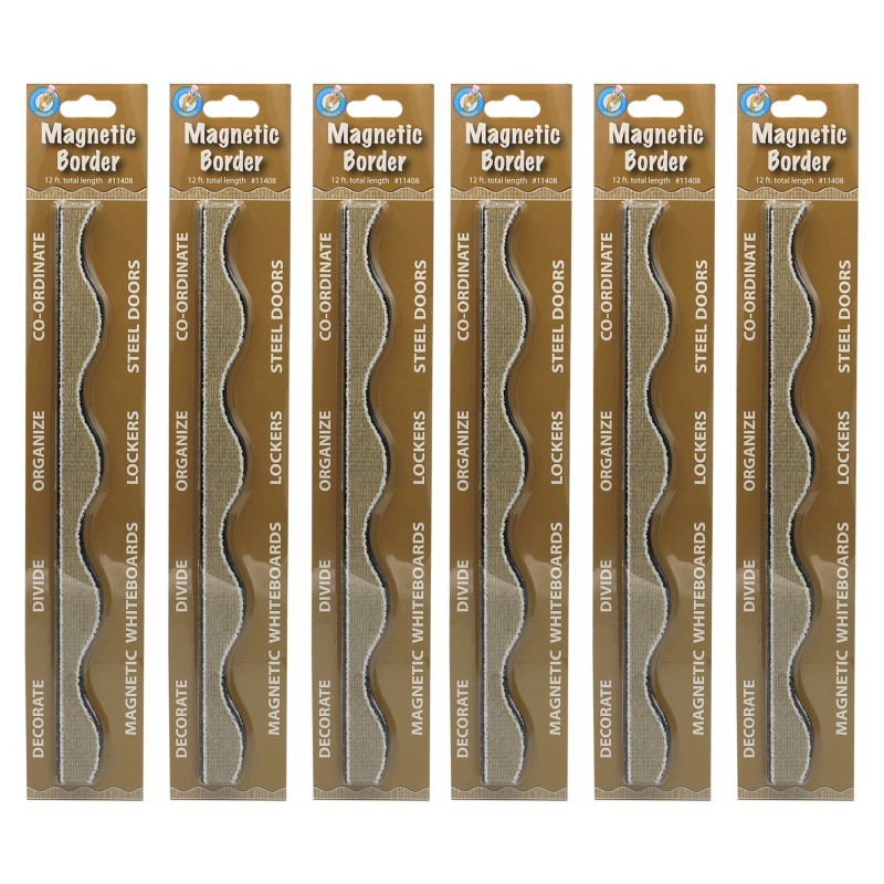 Ashley Productions® Magnetic Scallop Border Burlap Scribble, 12 Feet Per Pack, 6 Packs