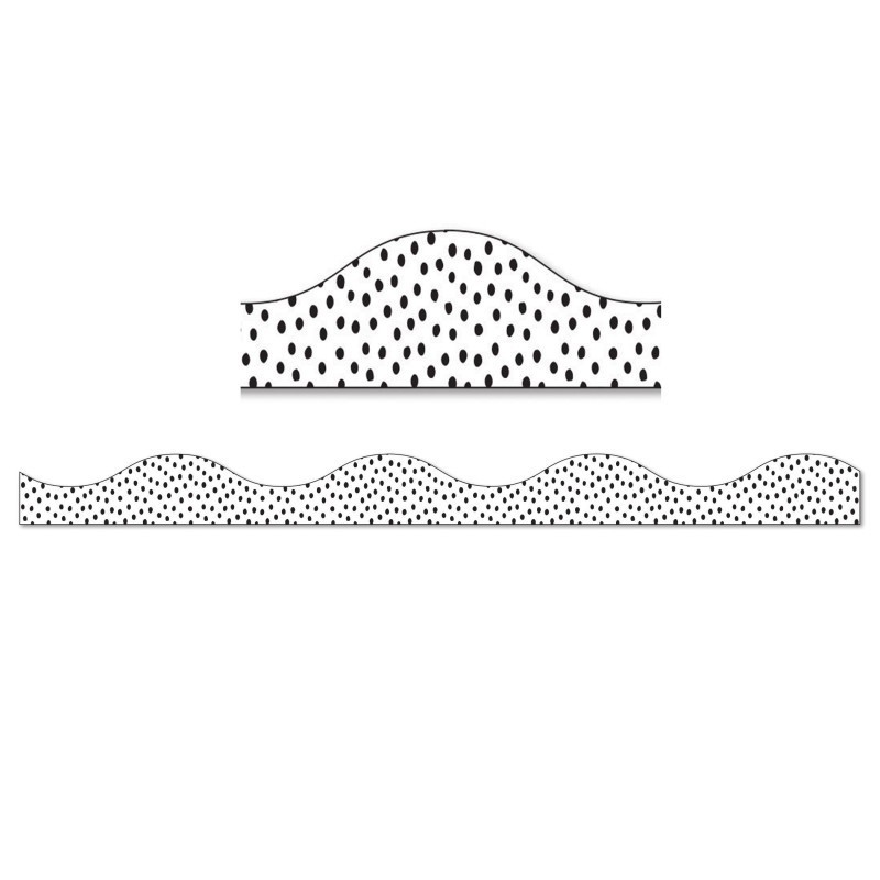 Ashley Productions® Magnetic Border, Black Messy Dots on White, 12'