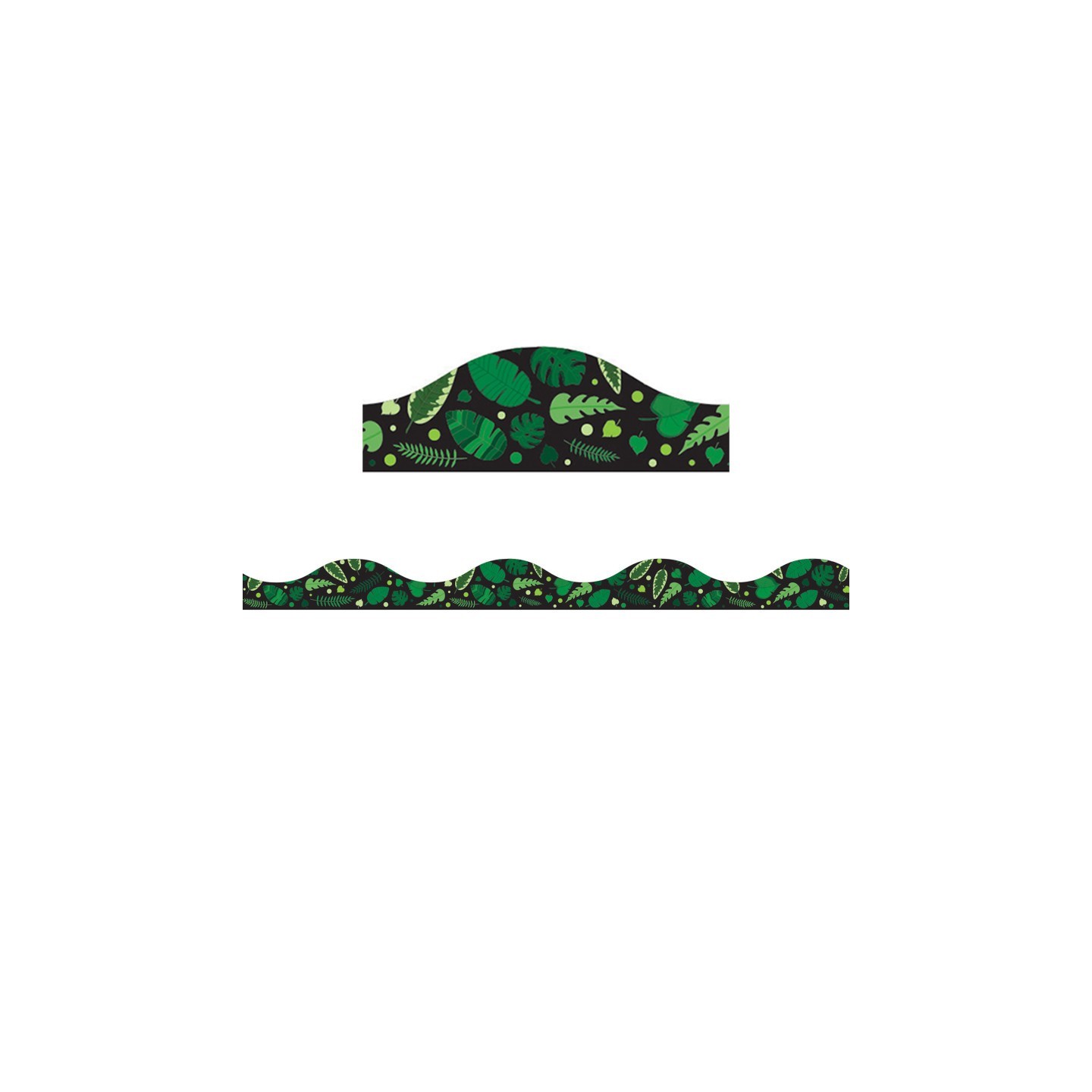 Ashley Productions® Magnetic Scallop Border, Greenery on Black, 12 Feet