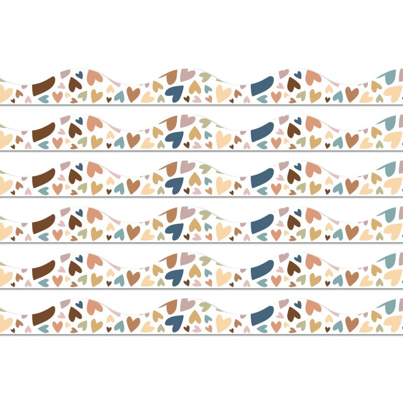 Ashley Productions® Magnetic Scallop Border, 12" x 1", Everyone Is Welcome Hearts, 12 Feet Per Pack, 6 Packs