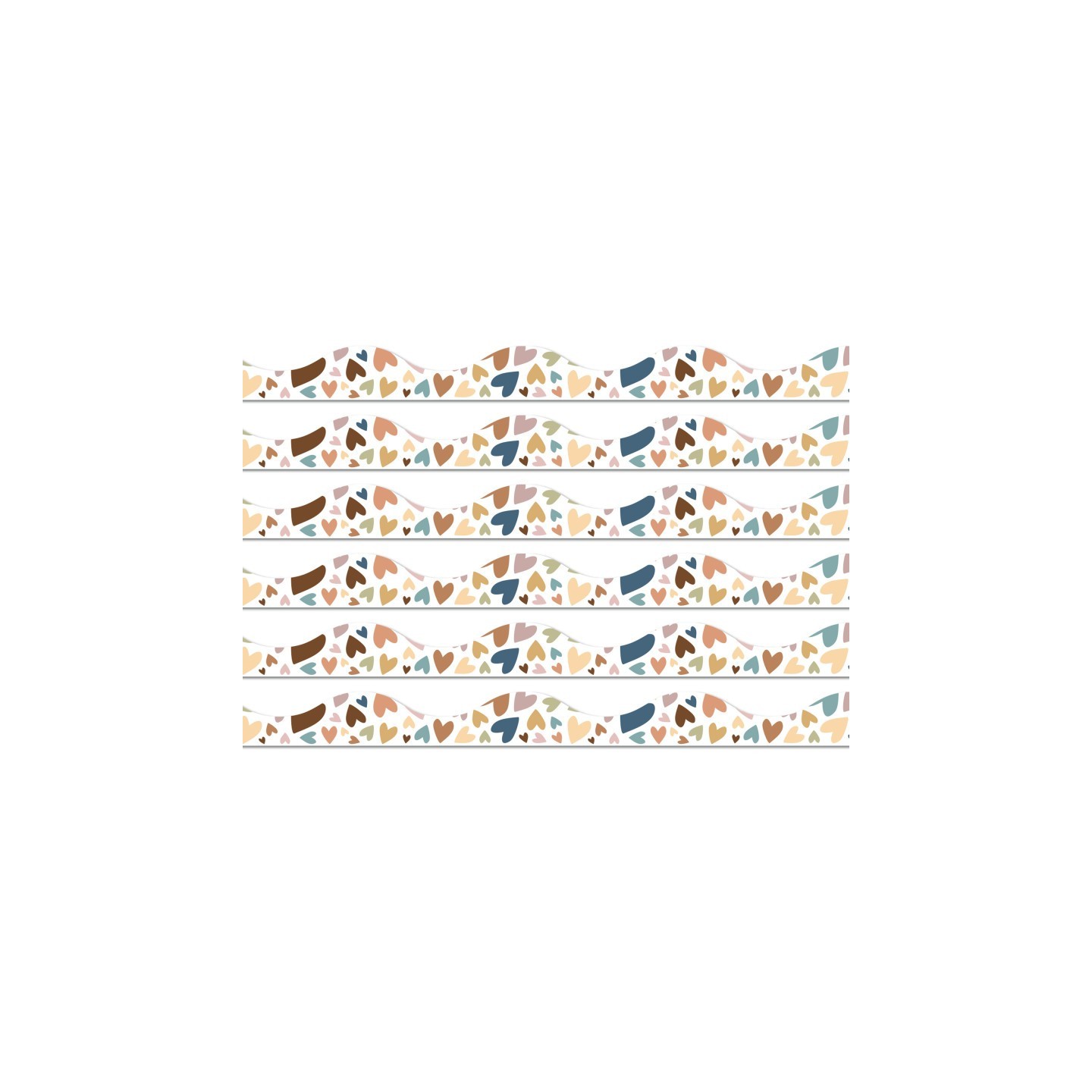 Ashley Productions® Magnetic Scallop Border, 12" x 1", Everyone Is Welcome Hearts, 12 Feet Per Pack, 6 Packs