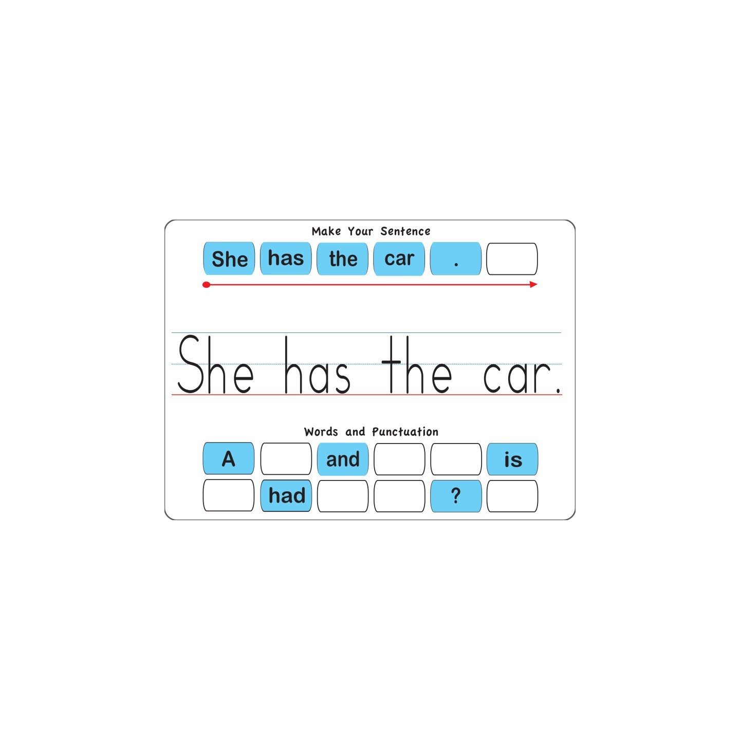 Smart Poly® Touch-Stik™ Phonics Tiles & Mat, Sentence Building Set, 100 Tiles