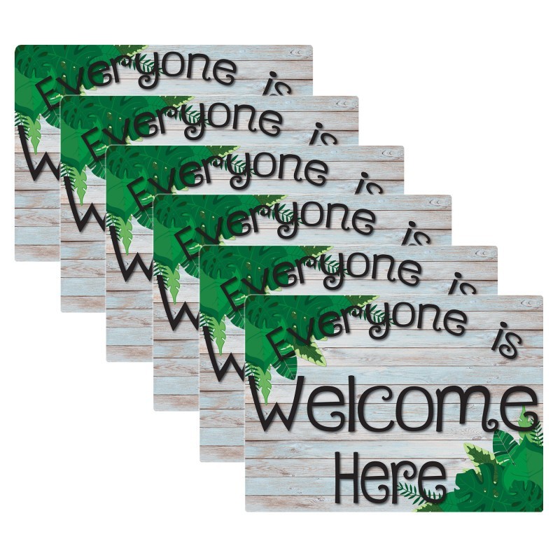 Smart Poly® Computer Mouse Pad, 8" x 10", Everyone is Welcome Here, Beech Wood, Greenery, Pack of 6