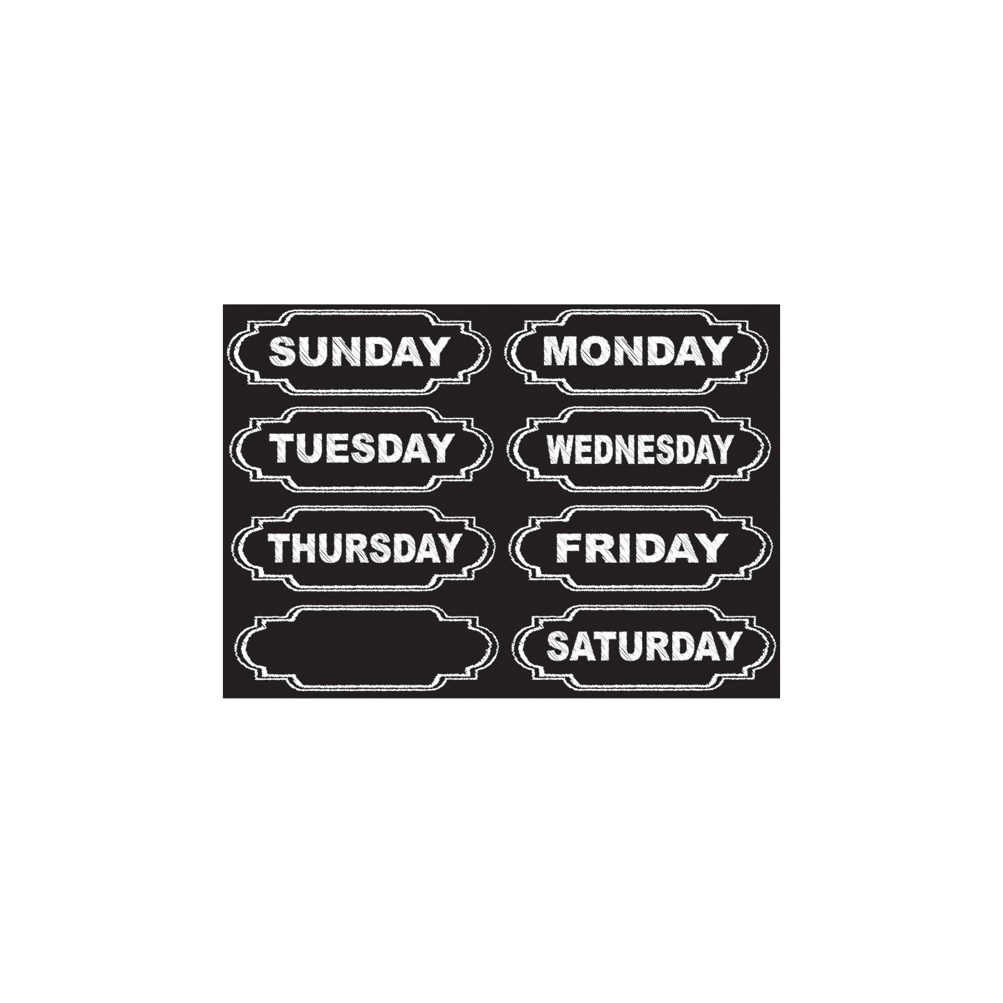 Ashley Productions® Die-Cut Magnets, Chalkboard Days of the Week, 8 Pieces