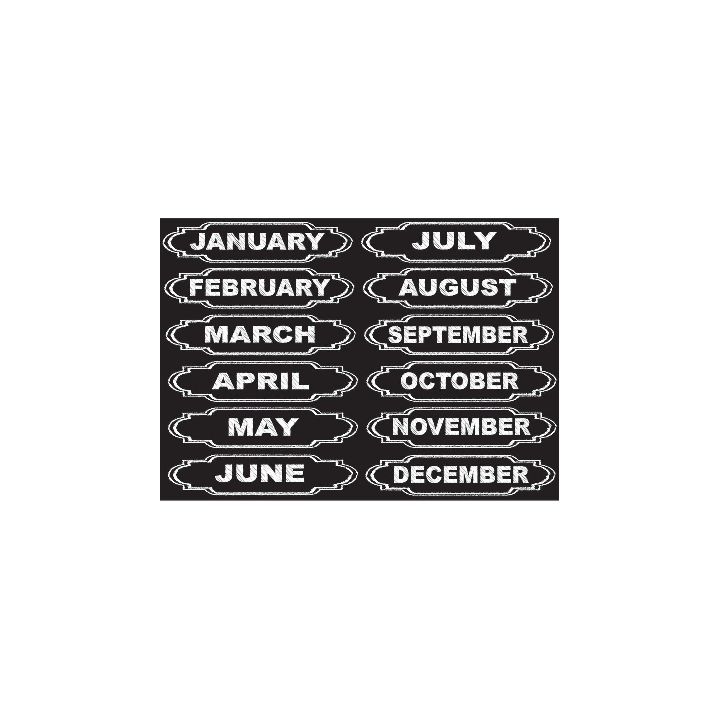 Ashley Productions® Die-Cut Magnets, Chalkboard Calendar Months, 12 Pieces