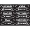Ashley Productions® Die-Cut Magnets, Chalkboard Calendar Months, 12 Pieces