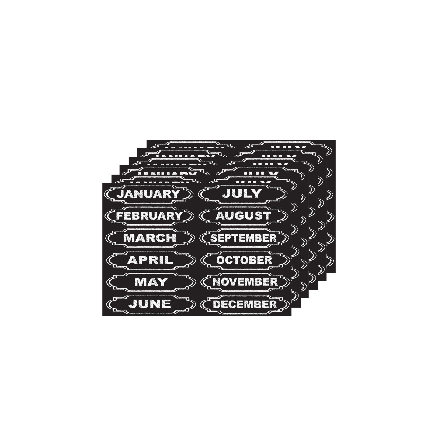 Ashley Productions® Die-Cut Magnets, Chalkboard Calendar Months, 12 Per Pack, 6 Packs