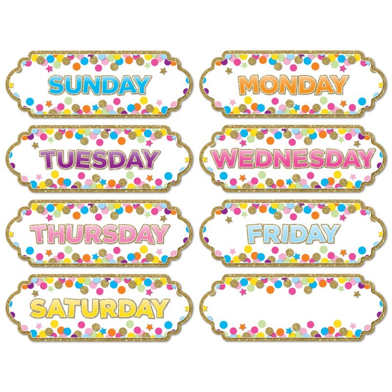 Ashley Productions® Magnetic Die-Cut Timesavers & Labels, Confetti Days of the Week