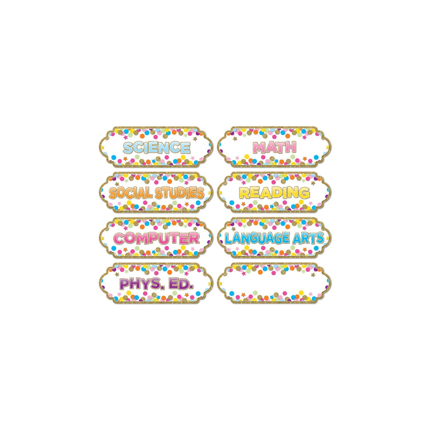 Ashley Productions® Magnetic Die-Cut Timesavers & Labels, Confetti Classroom Subjects