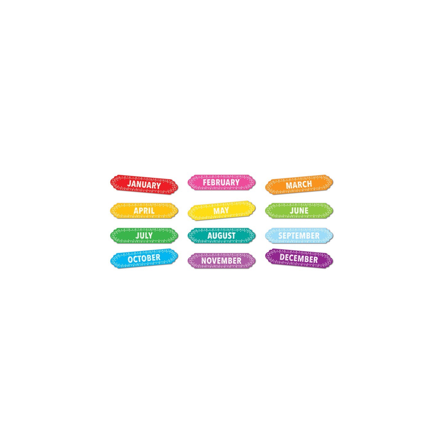 Ashley Productions® Magnetic Die-Cut Timesavers & Labels, Months of the Year, Chalk Loops, 12 Pieces