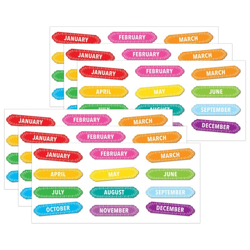 Ashley Productions® Magnetic Die-Cut Timesavers & Labels, Months of the Year, Chalk Loops, 12 Per Pack, 6 Packs