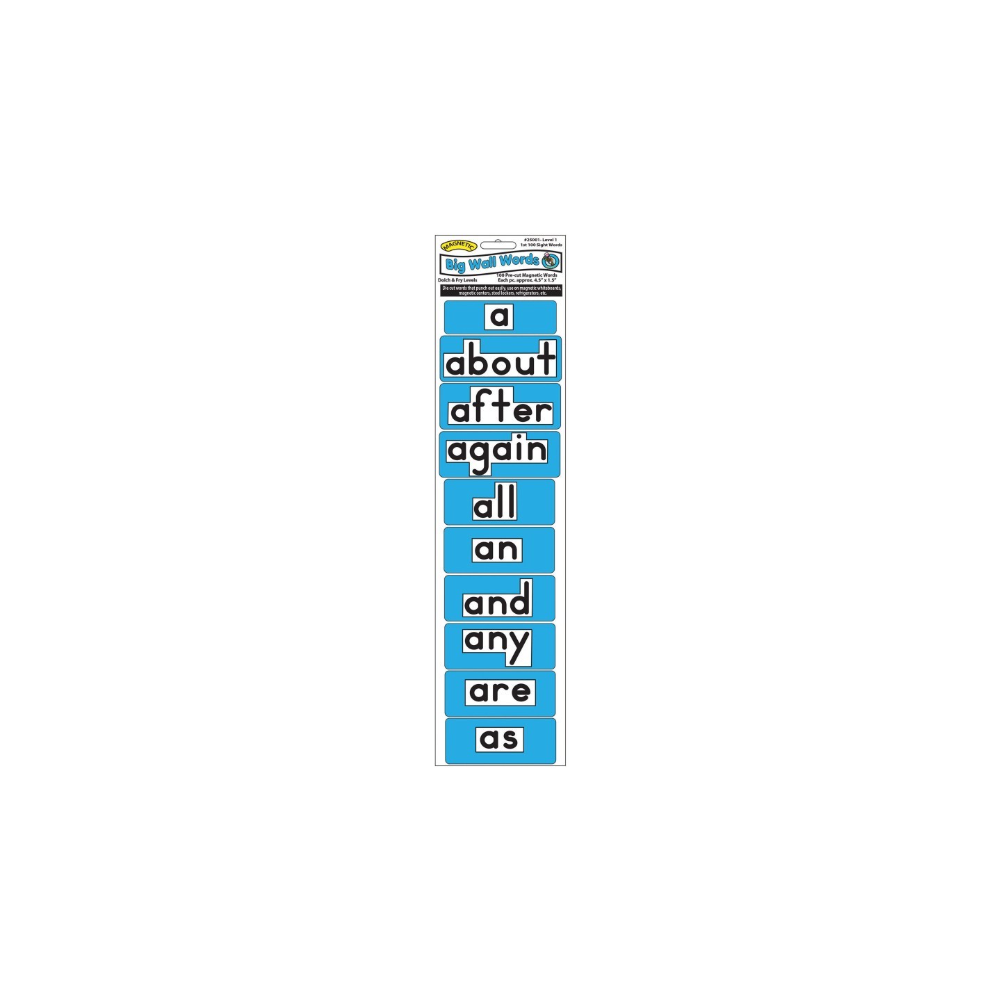 Ashley Productions® Magnetic Big Wall Words, 1st 100 Words, Level 1