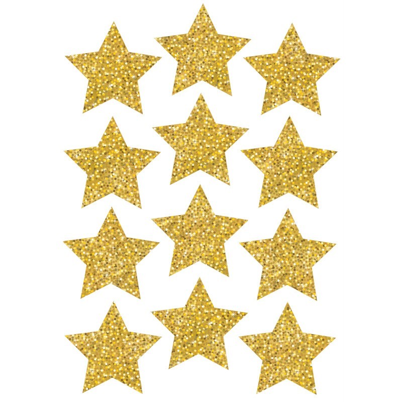 Ashley Productions® Die-Cut Magnets, 3" Gold Sparkle Stars, Pack of 12