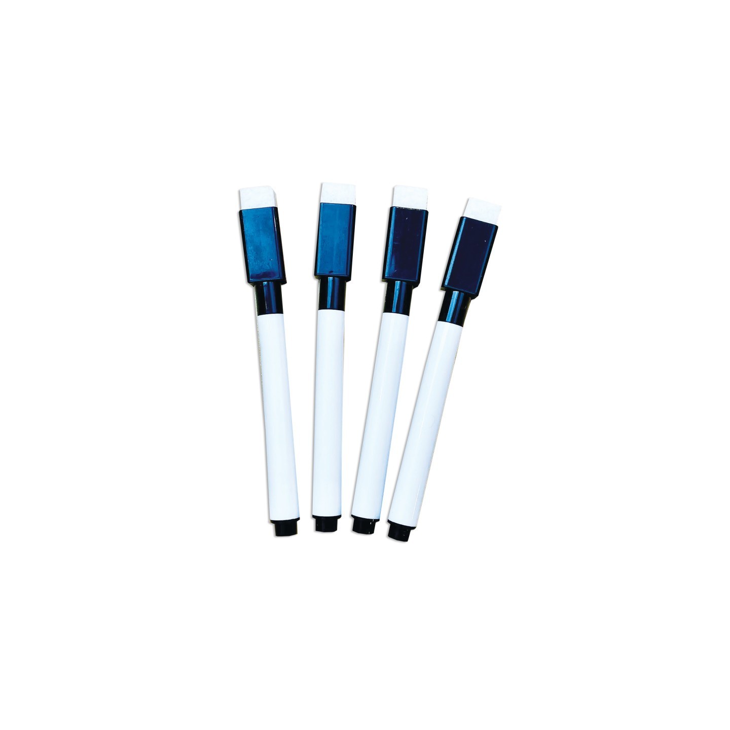 Ashley Productions® Smart Poly® Dry Erase Markers with Eraser, Fine Tip, Black, Pack of 4