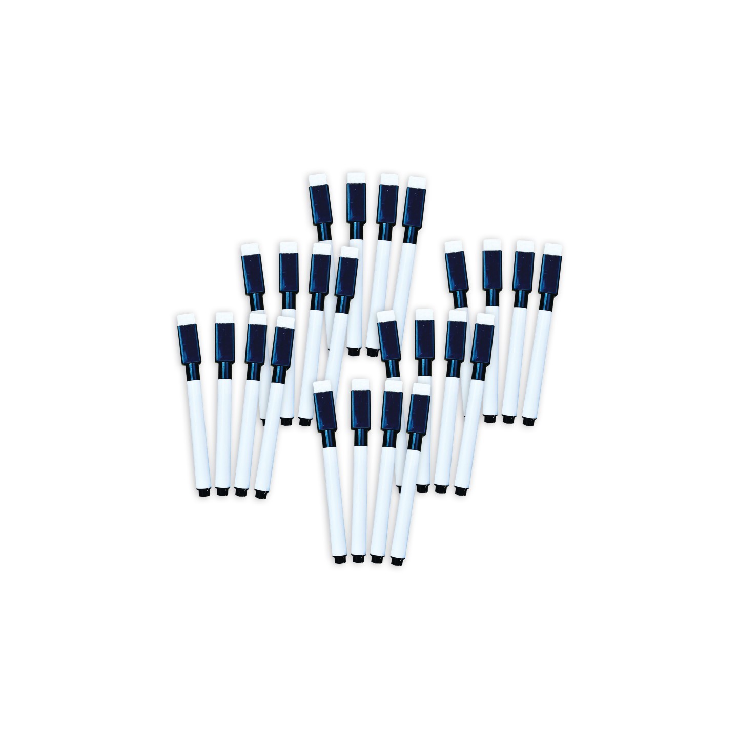 Ashley Productions® Smart Poly Dry Erase Markers with Eraser, Fine Tip, Black, 4 Per Pack, 6 Packs