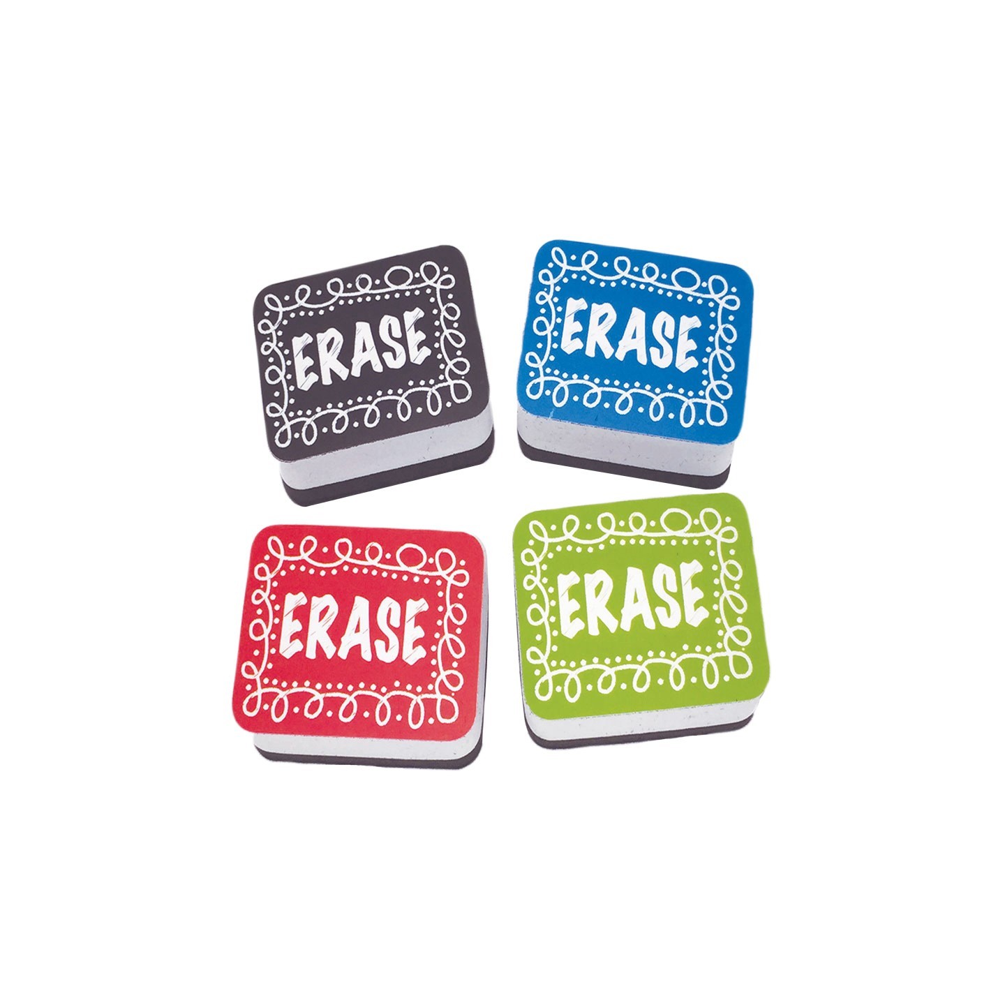 Ashley Productions® Non-Magnetic Mini Whiteboard Erasers, Chalk Loop, Pack of 10