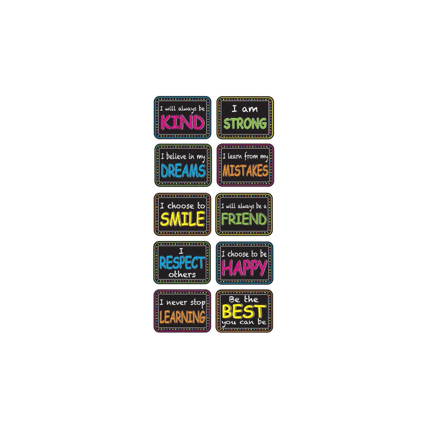 Ashley Productions® Non-Magnetic Mini Whiteboard Erasers, Character Building, Pack of 10