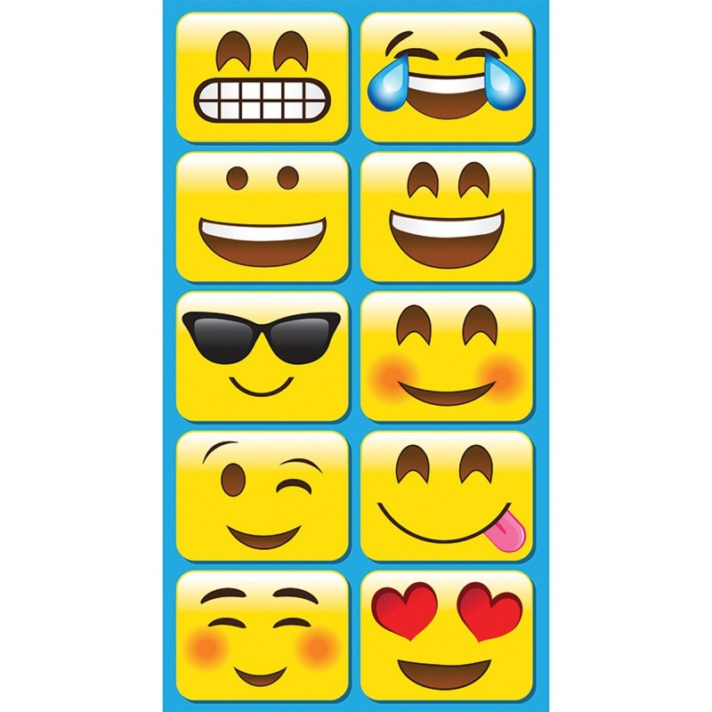 Ashley Productions® Non-Magnetic Mini Whiteboard Erasers, Emotions Icons, Pack of 10
