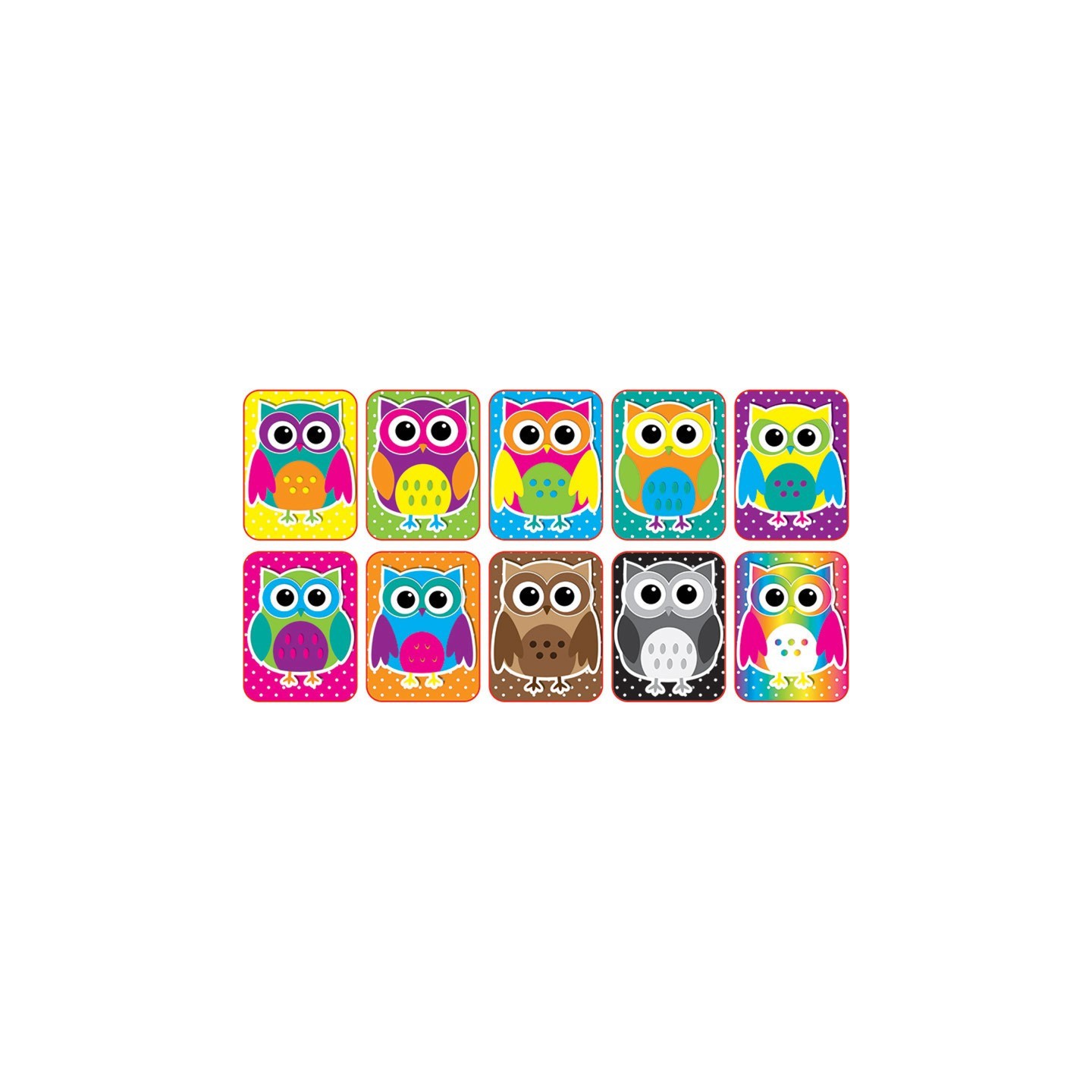 Ashley Productions® Non-Magnetic Mini Whiteboard Erasers, Color Owls, Pack of 10