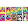 Ashley Productions® Non-Magnetic Mini Whiteboard Erasers, Color Owls, Pack of 10