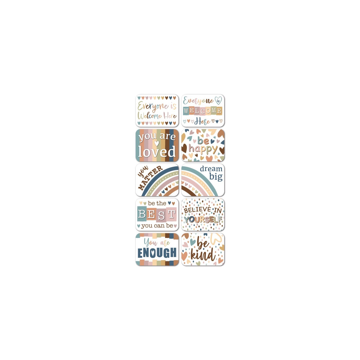 Ashley Productions® Non-Magnetic Mini Whiteboard Erasers, Everyone is Welcome, Pack of 10